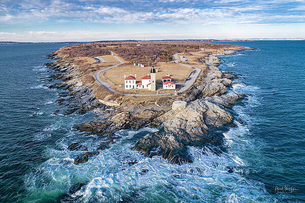 Seascape Photograph - Beaver Tail Lighthouse  #2 by Veterans Aerial Media LLC