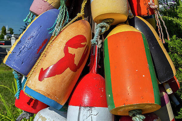 Colour Wall Art featuring the digital art Bunch Of Lobster Buoys #2 by Claudia Uripos