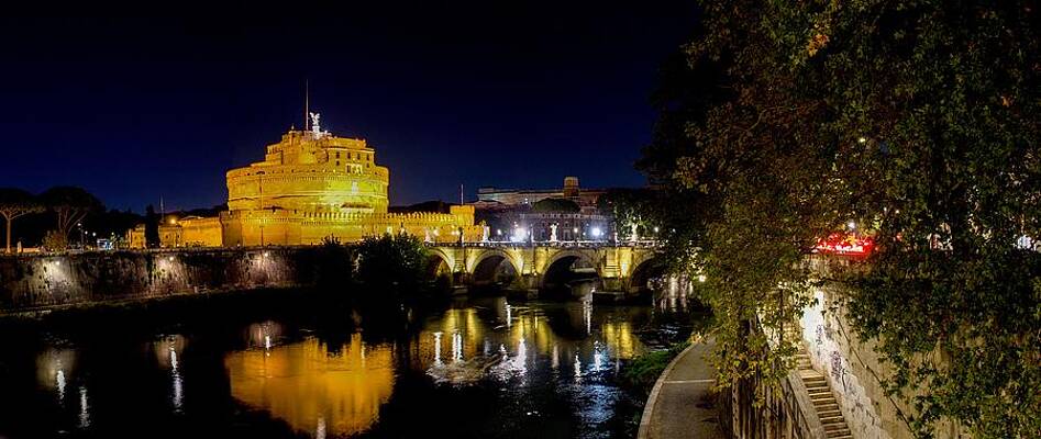 Landmark Photograph - Castel Sant Angelo By Night #2 by Robert Grac