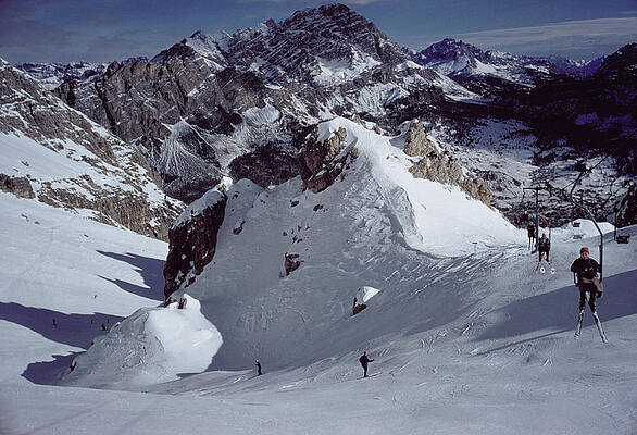 Skiers on Snowy Mountain Slope Wall Art