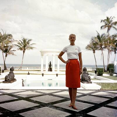 Woman by Luxurious Poolside Wall Art