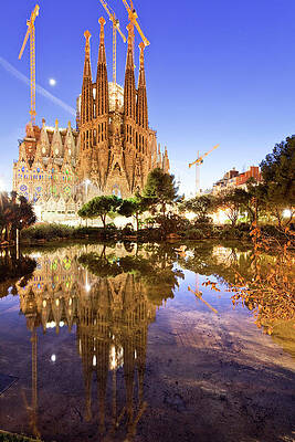 Facade Wall Art featuring the digital art Gaudi Church, Barcelona, Spain #2 by Luigi Vaccarella