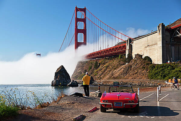 Foggy Wall Art featuring the digital art Golden Gate Bridge In San Francisco #2 by Claudia Uripos