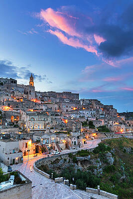 Italy Wall Art featuring the digital art Italy, Basilicata, Matera District, Matera, View Over The Typical Sassi (sasso Caveoso) And The Cathedral #2 by Luigi Vaccarella