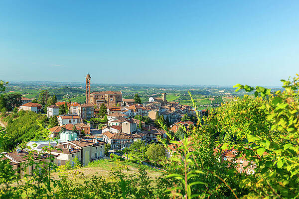 Small Wall Art featuring the digital art Italy, Piedmont, Cuneo District, Langhe, Castiglione Tinella, The Small Village Of Castiglione Tinella In The Langhe Area, Surrounded By Moscato Vineyards. #2 by Marco Arduino