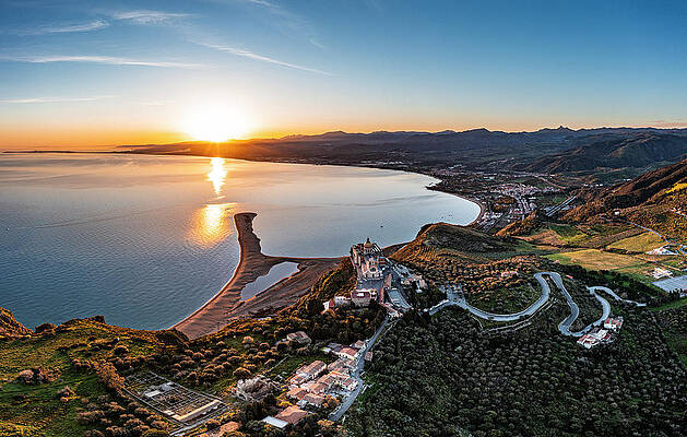 Nature Wall Art featuring the digital art Italy, Sicily, Mediterranean Sea, Tyrrhenian Sea, Messina District, Tindari, View Of Sanctuary, Archaeological Park & Laghetti Di Marinello Nature Reserve #2 by Antonino Bartuccio