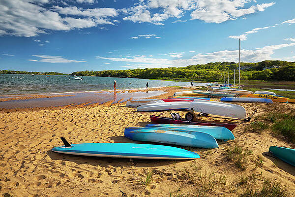 Ma Wall Art featuring the digital art Kayaks, Martha's Vineyard, Ma #2 by Claudia Uripos