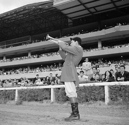Trumpeter at Horse Race Event Wall Art