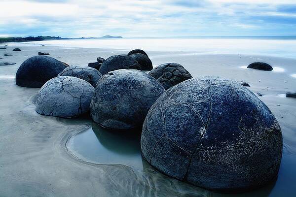 Beautiful Wall Art featuring the digital art Moeraki Boulders On Beach, New Zealand #2 by Massimo Ripani