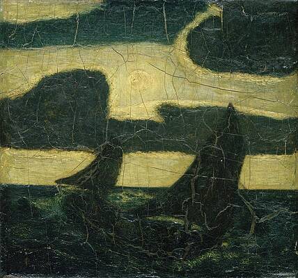 Yellow Wall Art featuring the painting Moonlight Marine by Albert Pinkham Ryder