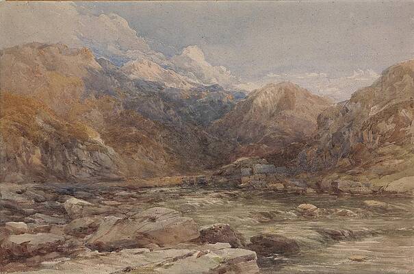 David Cox Painting - River Landscape In Wales by David Cox