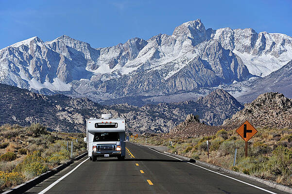 North America Wall Art featuring the digital art Rv Camper On Road #2 by Heeb Photos