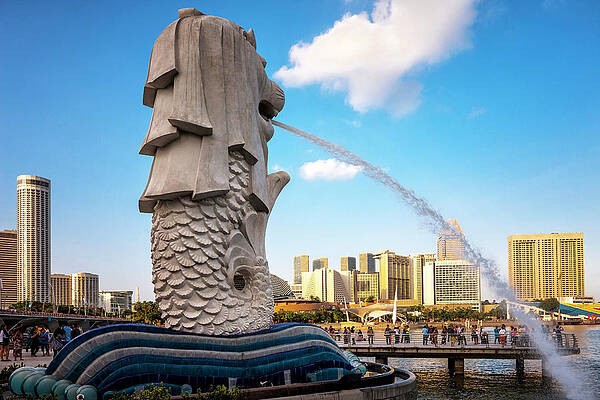 Wall Art featuring the digital art Singapore City, Merlion Park #2 by Massimo Borchi