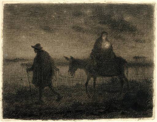 Jean Francois Millet Painting - The Flight Into Egypt by Jean Francois Millet