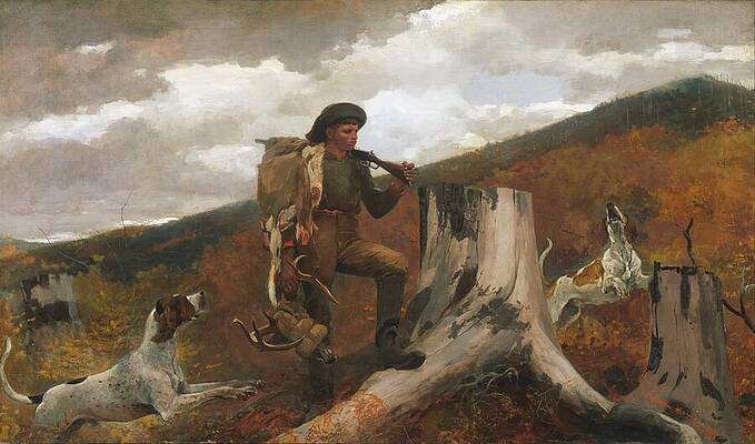 Dog Painting - The Hunter And His Dogs by Winslow Homer