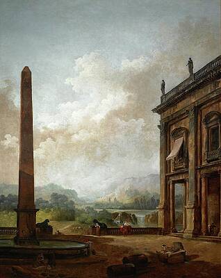 Hubert Robert Painting - The Obelisk by Hubert Robert