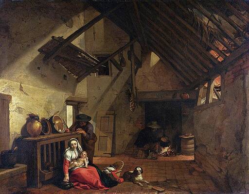 17th Century Painting - The Rest On The Flight Into Egypt by Abraham Bloemaert