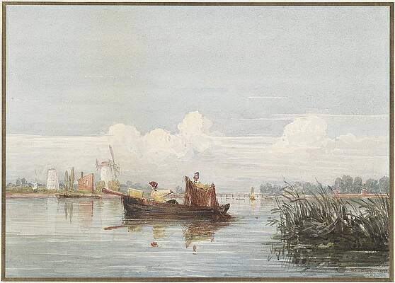 David Cox Painting - The Thames At Battersea by David Cox