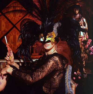 Elegant Masquerade Attire with Feathers Wall Art