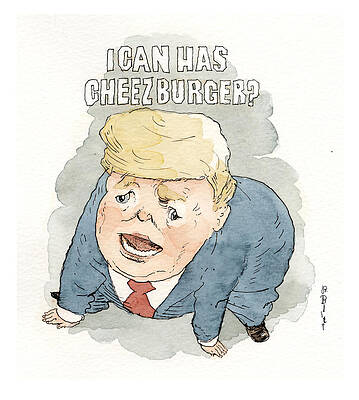 Eating Painting - Trump Crying Cat Memes #2 by Barry Blitt