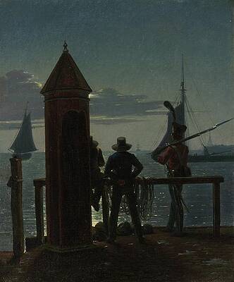 Martinus Rorbye Painting - View From The Citadel Ramparts In Copenhagen By Moonlight by Martinus Rorbye