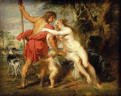 17th Century Painting - Venus And Adonis by Peter Paul Rubens