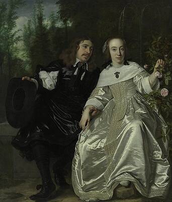 17th Century Painting - Abraham Del Court And His Wife Maria De Kaersgieter by Bartholomeus Van Der Helst