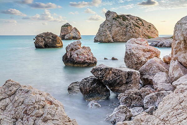 Atmospheric Wall Art featuring the digital art Aphrodite's Rock, Republic Of Cyprus #3 by Reinhard Schmid