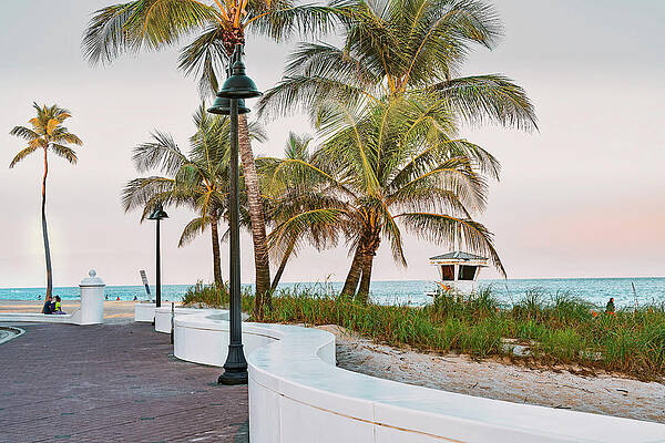 Destination Wall Art featuring the digital art Beach At Fort Lauderdale, Fl #3 by Laura Zeid