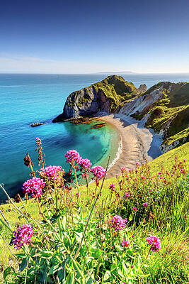 British Wall Art featuring the digital art Beach With Rock Formations #3 by Maurizio Rellini