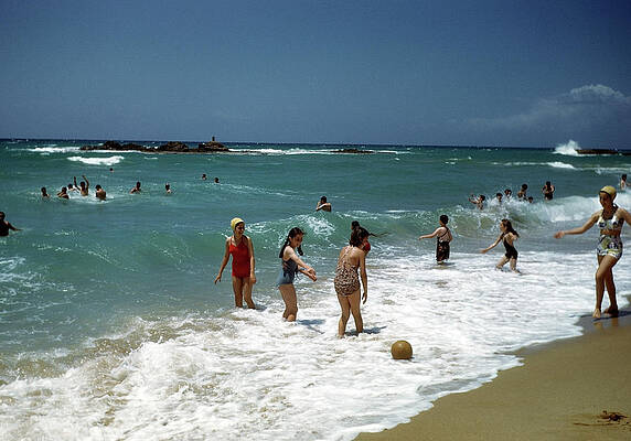 Beachgoers Enjoying a Sunny Day Wall Art