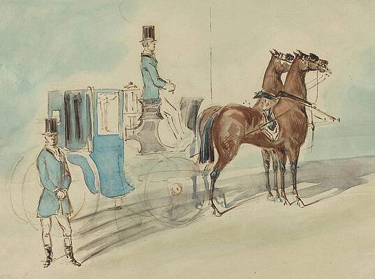 Constantin Guys Painting - Carriage With Driver And Groom  Spring by Constantin Guys
