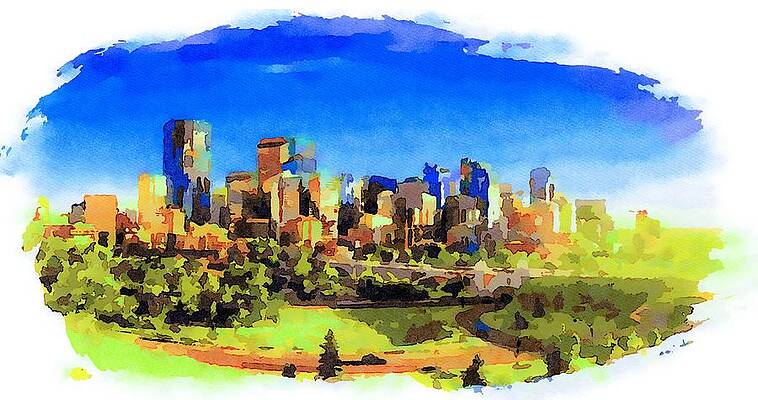 Architecture Painting - City Skyline Of Calgary, Canada #3 by Miroslav Liska