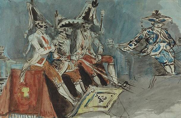 Constantin Guys Painting - Coachmen by Constantin Guys