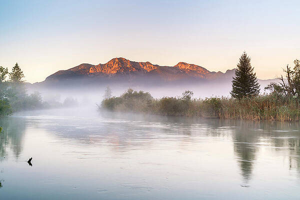 Foggy Wall Art featuring the digital art Fog Over The Loisach In The #3 by Christian Back