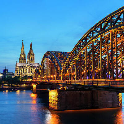 Germany Wall Art featuring the digital art Germany, North Rhine-westphalia, Cologne, Koln, Rhine, Rheingau, Cologne Cathedral And Hohenzollern Bridge #3 by Luigi Vaccarella
