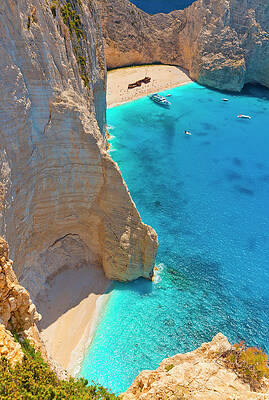 Wall Art featuring the digital art Greece, Ionian Islands, Mediterranean Sea, Ionian Sea, Greek Islands, Zante Island, Zakinthos, Shipwreck Beach (smuggler's Cove) #3 by Olimpio Fantuz