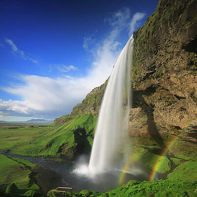 Impressive Wall Art featuring the digital art Iceland, Seljalandsfoss Waterfall #3 by Maurizio Rellini