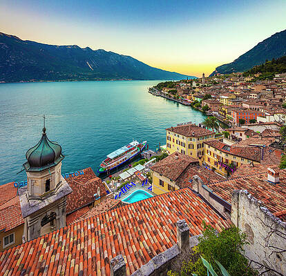 Paradise Wall Art featuring the digital art Italy, Lombardy, Brescia District, Lake Garda, Limone Sul Garda #3 by Olimpio Fantuz