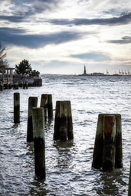 Hudson New York Wall Art featuring the digital art New York City, Battery Park City, Piling At South Cove Park #3 by Lumiere