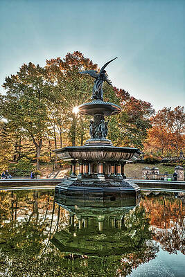 Fountain Wall Art featuring the digital art Ny, Nyc, Central Park, Bethesda Terrace, Bethesda Fountain #3 by Lumiere
