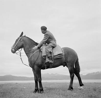 Man on Horseback in Rural Landscape Wall Art