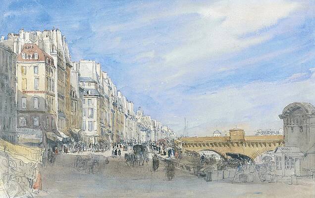 David Cox Painting - Pont Neuf From The Quai De Lecole, Paris by David Cox
