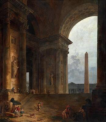 Hubert Robert Painting - The Obelisk by Hubert Robert