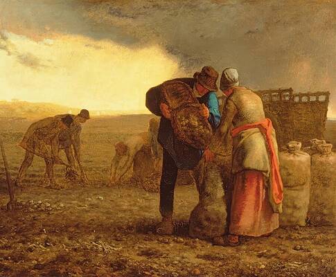 Jean Francois Millet Painting - The Potato Harvest by Jean Francois Millet