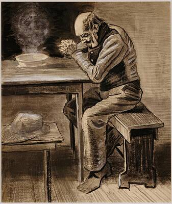Expressionism Wall Art featuring the painting The Prayer by Vincent Van Gogh