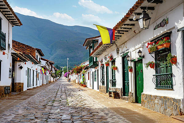 Facade Wall Art featuring the digital art Villa De Leyva, Boyaca, Colombia #3 by Lumiere
