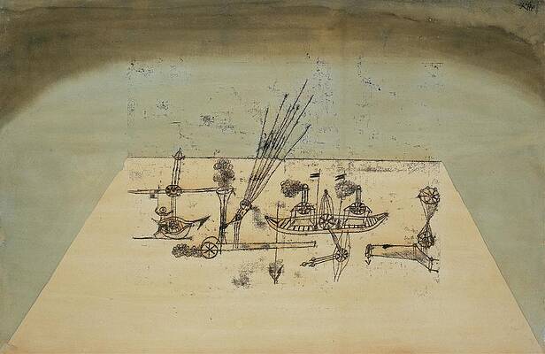 Yellow Wall Art featuring the painting Yellow Harbor by Paul Klee