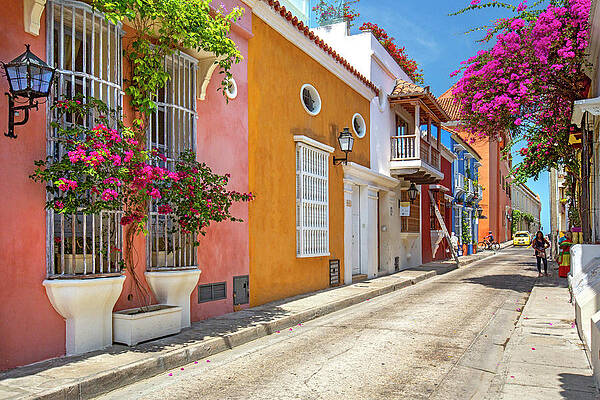 Facade Wall Art featuring the digital art Architecture, Cartagena, Colombia #4 by Claudia Uripos