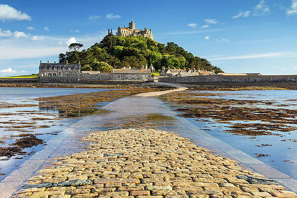 British Wall Art featuring the digital art Castle On Island Mount #4 by Reinhard Schmid